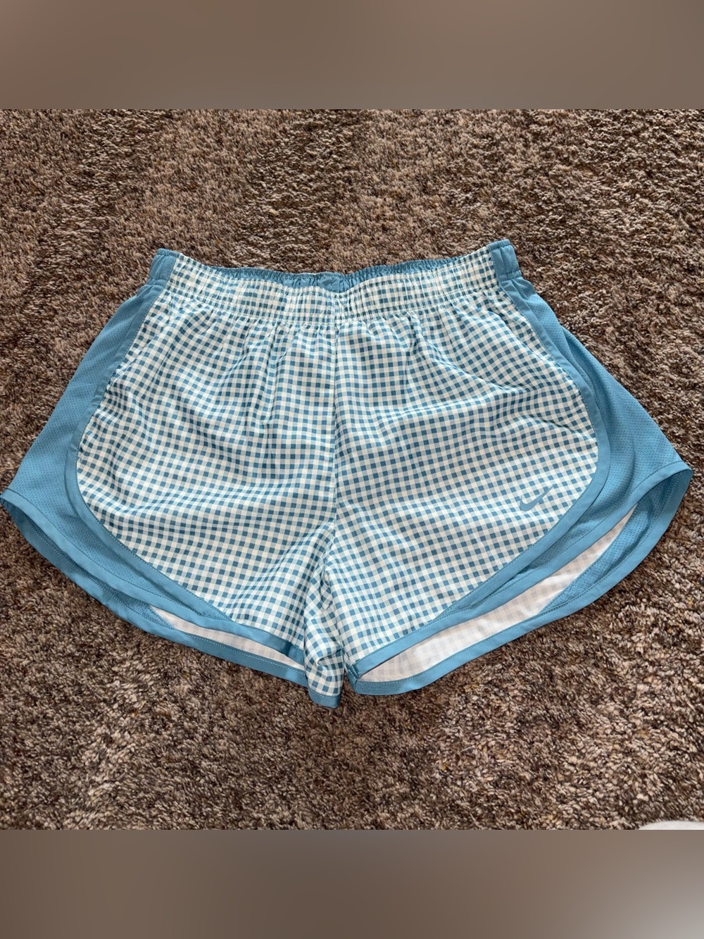Nike Light Blue Gingham Athletic Shorts